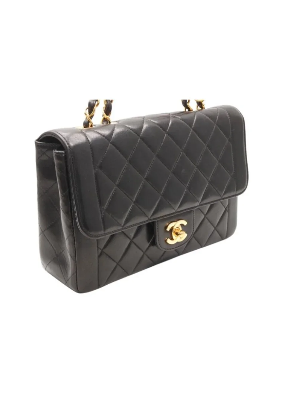 Chanel Chain Quilted 23 Shoulder Bag CC Logo Lambskin Black Gold